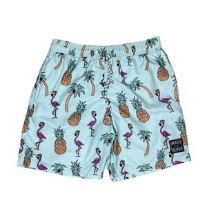 Maui And Sons Men’s Flamingo Print Lined Swim Trunks Size Small